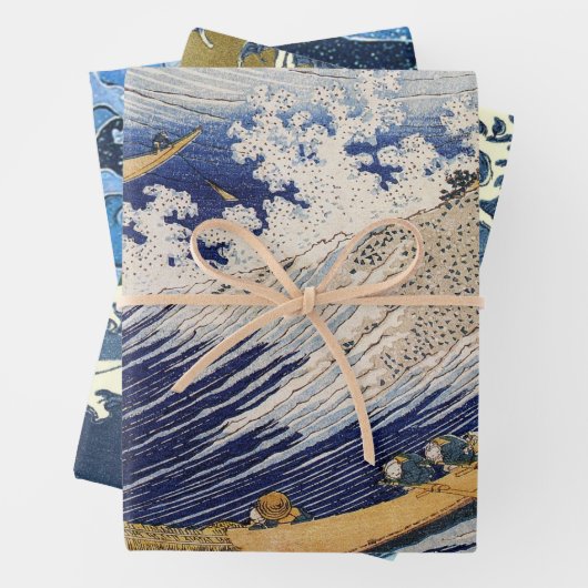 Hokusai Ocean Waves Sea Boote Geschenkpapier Set (Beispiel)