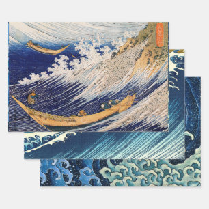Hokusai Ocean Waves Sea Boote Geschenkpapier Set