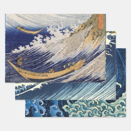 Hokusai Ocean Waves Sea Boote Geschenkpapier Set (Set)