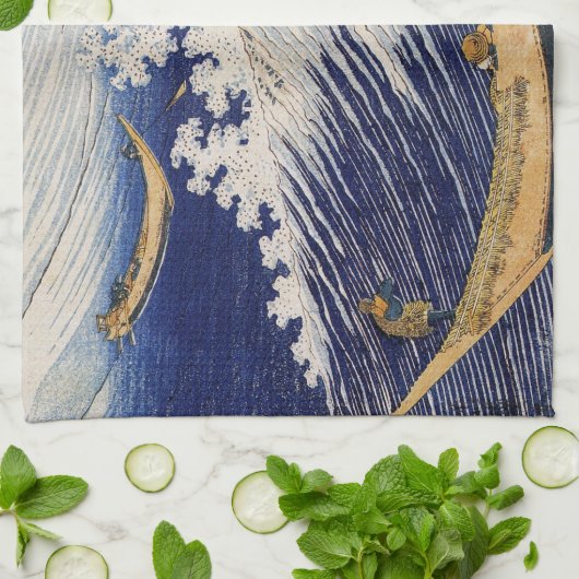 Hokusai Ocean Waves Sea Boote Geschirrtuch (Gefaltet)