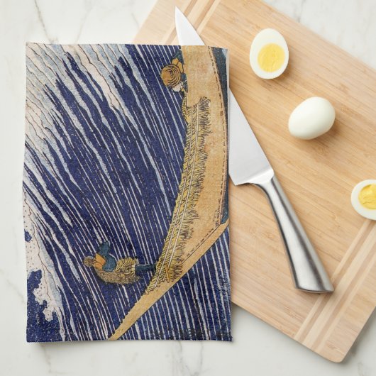 Hokusai Ocean Waves Sea Boote Geschirrtuch (Viertel Falte)