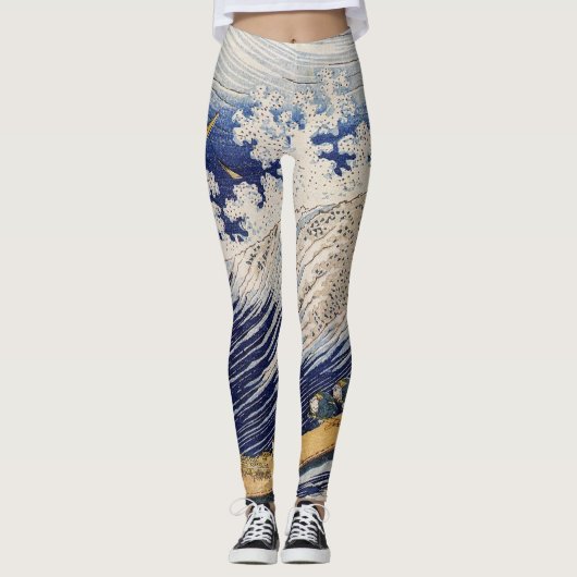 Hokusai Ocean Waves Sea Boote Leggings (Vorderseite)