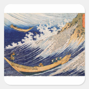 Hokusai Ocean Waves Sea Boote Quadratischer Aufkleber