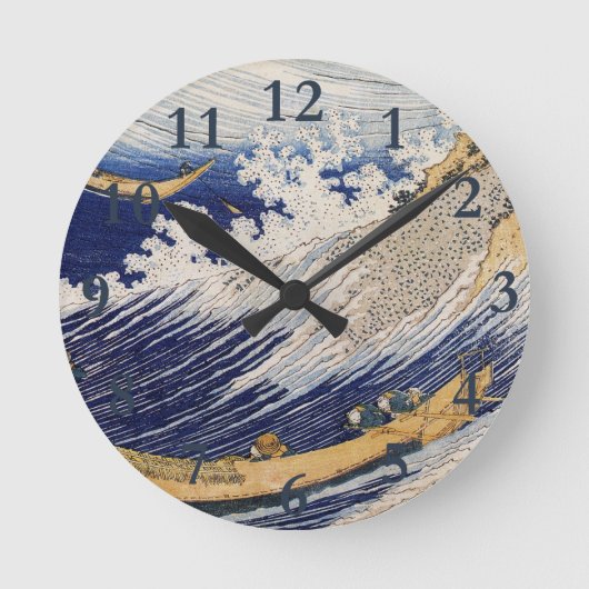 Hokusai Ocean Waves Sea Boote Runde Wanduhr (Vorderseite)
