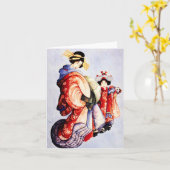 Hokusai Oiran und Kamuro Note Card Karte (Gelbe Blume)