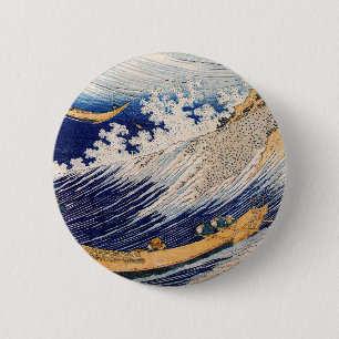 Hokusai Ozeanwellen Fischerboote Button