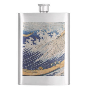 Hokusai Ozeanwellen Meer Boote Flachmann
