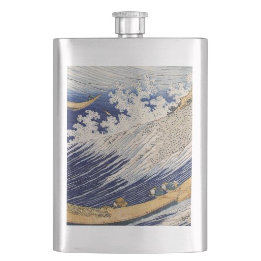 Hokusai Ozeanwellen Meer Boote Flachmann (Vorderseite)