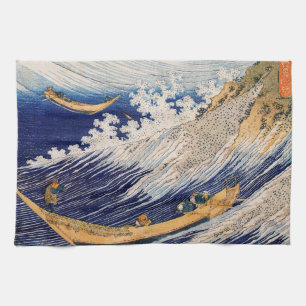 Hokusai Ozeanwellen Meer Boote Geschirrtuch