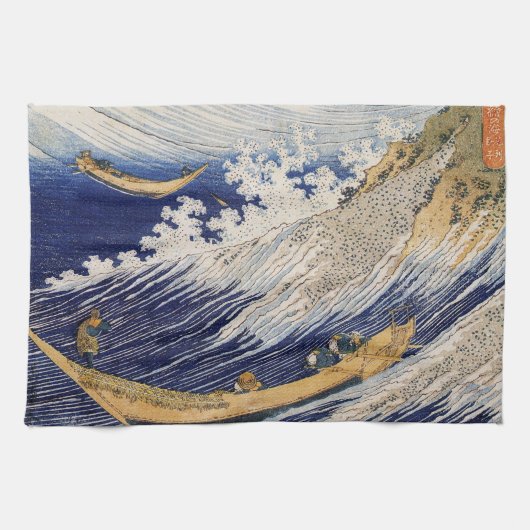Hokusai Ozeanwellen Meer Boote Geschirrtuch (Horizontal)