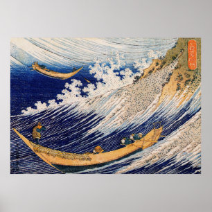 Hokusai Ozeanwellen Meer Boote Poster