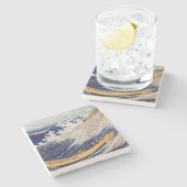 Hokusai Ozeanwellen Meer Boote Steinuntersetzer (Seitenansicht)