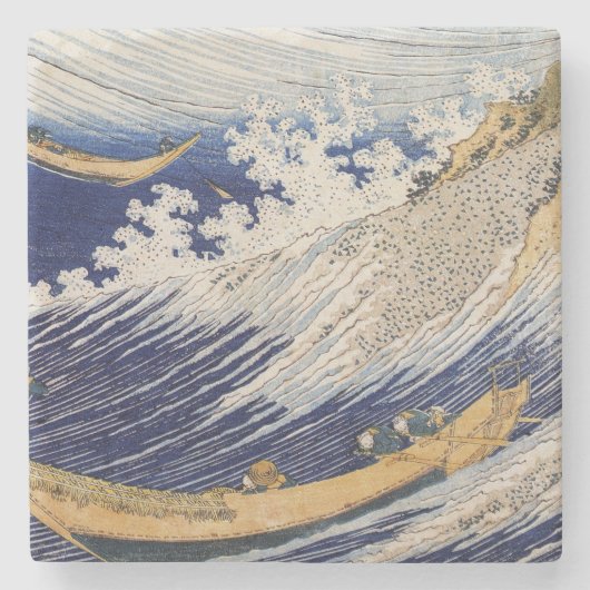 Hokusai Ozeanwellen Meer Boote Steinuntersetzer (Vorderseite)