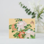 Hokusai Peonies and Butterfly Reboot Postkarte (Stehend Vorderseite)