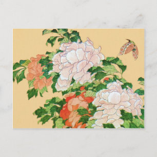 Hokusai Peonies and Butterfly Reboot Postkarte