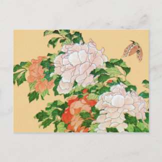 Hokusai Peonies and Butterfly Reboot Postkarte