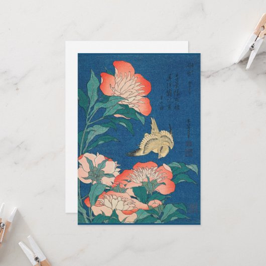 Hokusai - Peonies und Kanarische Inseln Karte (Vorderseite/Rückseite Beispiel)