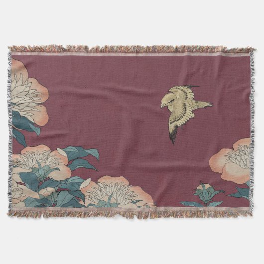 Hokusai-Peonies und Kanarische Throw-Blanket Decke (Vorderseite)