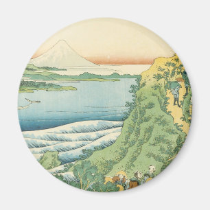 Hokusai - Reisende, die einen Gebirgsweg klettern Magnet