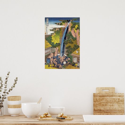 Hokusai - Roben Wasserfall, Oyama, Provinz Sagami Poster (Küche)