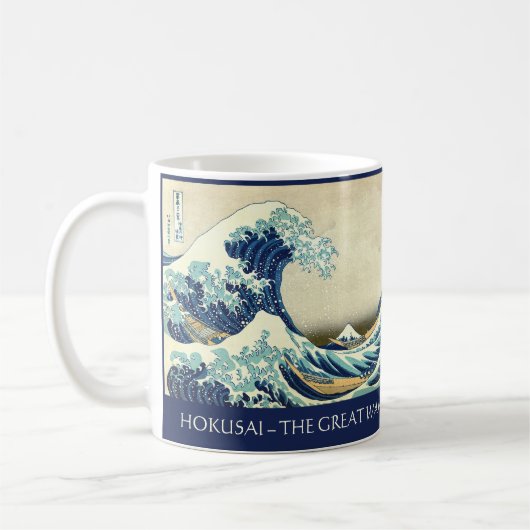 Hokusai – The Great Wave – Custom Text Kaffeetasse (Links)
