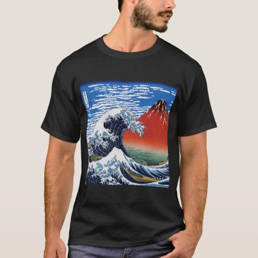 Hokusai“The Great Wave”&“Fine Wind, Clear Morning” T-Shirt (Vorderseite)