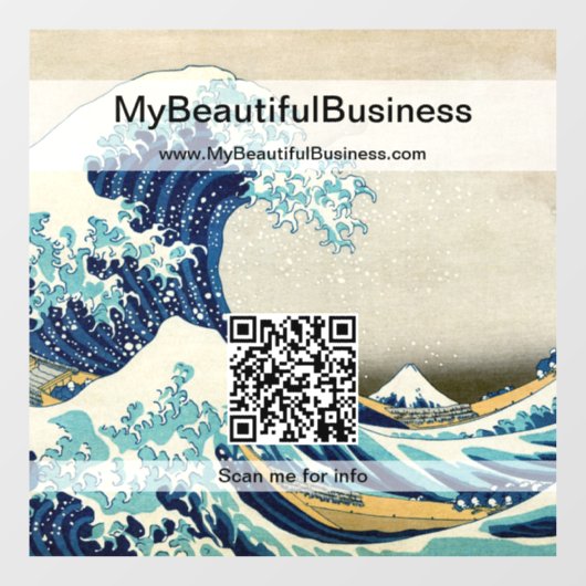 Hokusai - The Great Wave off Kanagawa - QR Code Fensteraufkleber (Blatt)