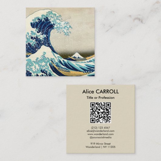 Hokusai - The Great Wave off Kanagawa - QR Code Quadratische Visitenkarte (Vorne/Hinten)