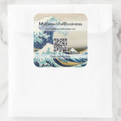 Hokusai - The Great Wave off Kanagawa - QR Code Quadratischer Aufkleber (Tasche)