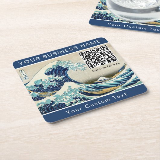 Hokusai - The Great Wave off Kanagawa - QR Code Rechteckiger Pappuntersetzer (angewinkelt)