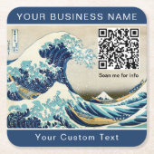 Hokusai - The Great Wave off Kanagawa - QR Code Rechteckiger Pappuntersetzer (Vorderseite)