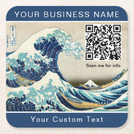 Hokusai - The Great Wave off Kanagawa - QR Code Rechteckiger Pappuntersetzer