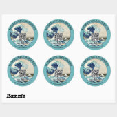 Hokusai - The Great Wave off Kanagawa - QR Code Runder Aufkleber (Blatt)