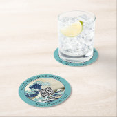 Hokusai - The Great Wave off Kanagawa - QR Code Runder Pappuntersetzer (Vor Ort)