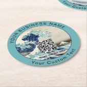 Hokusai - The Great Wave off Kanagawa - QR Code Runder Pappuntersetzer (Angewinkelt)