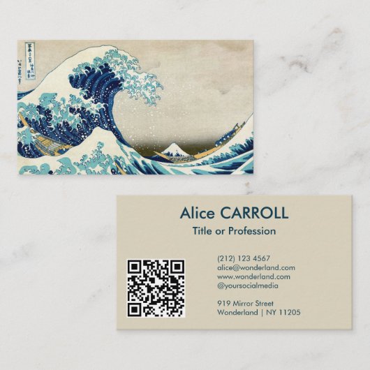 Hokusai - The Great Wave off Kanagawa - QR Code Visitenkarte (Vorne/Hinten)