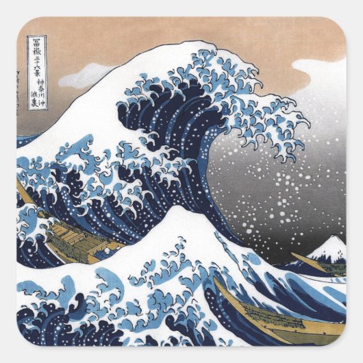 Hokusai , “ The Great Wave off Kanagawa ” Quadratischer Aufkleber (Vorderseite)