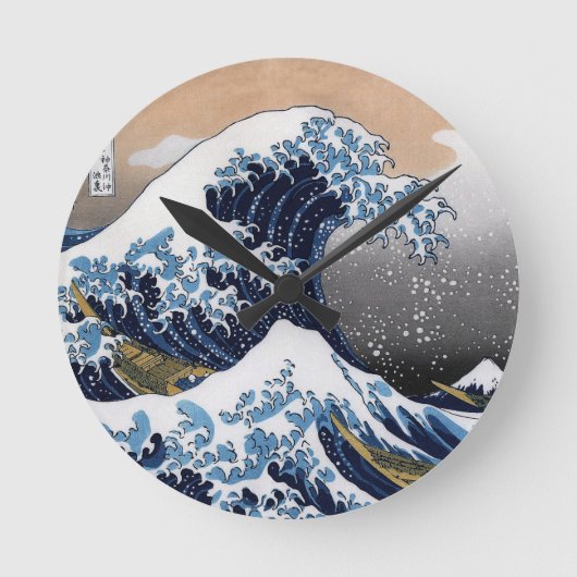 Hokusai , “ The Great Wave off Kanagawa ” Runde Wanduhr (Vorderseite)