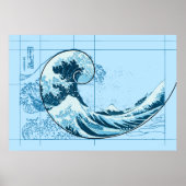 Hokusai trifft Fibonacci, blaues Poster (Vorne)