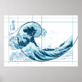 Hokusai trifft Fibonacci, blaues Poster (Vorne)