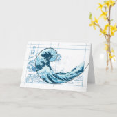 Hokusai trifft Fibonacci, Blue Card Karte (Gelbe Blume)