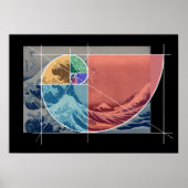 Hokusai trifft Fibonacci, farbige Formen Poster (Vorne)