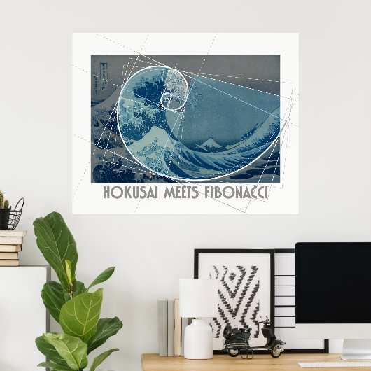 Hokusai trifft Fibonacci, Golden Ratio #2 Poster (Heimbüro)