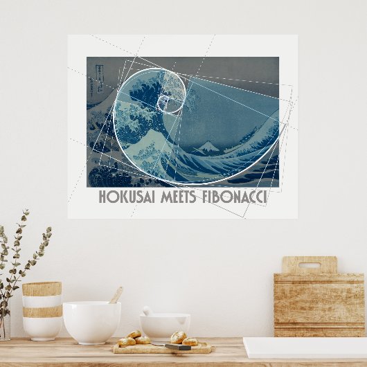 Hokusai trifft Fibonacci, Golden Ratio #2 Poster (Küche)