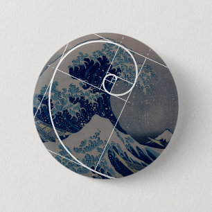 Hokusai trifft Fibonacci, goldenes Verhältnis Button