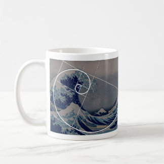 Hokusai trifft Fibonacci, goldenes Verhältnis Kaffeetasse
