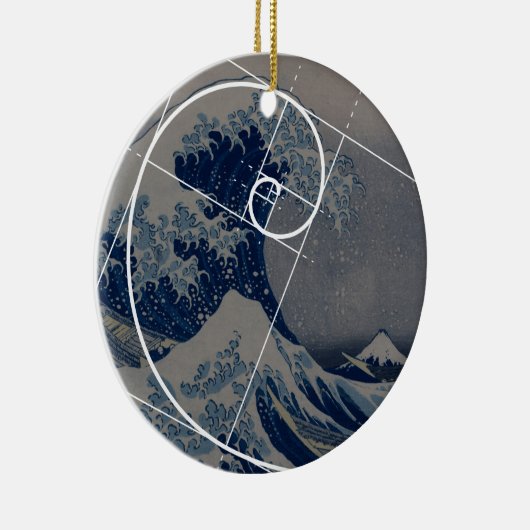 Hokusai trifft Fibonacci, goldenes Verhältnis Keramikornament (Rechts)