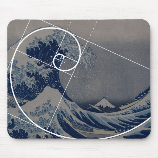 Hokusai trifft Fibonacci, goldenes Verhältnis Mousepad (Vorne)