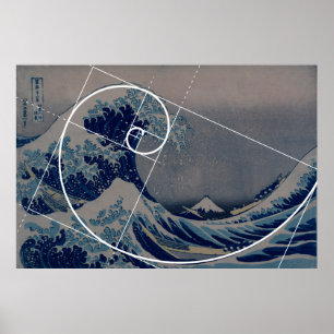Hokusai trifft Fibonacci, Goldenes Verhältnis Poster