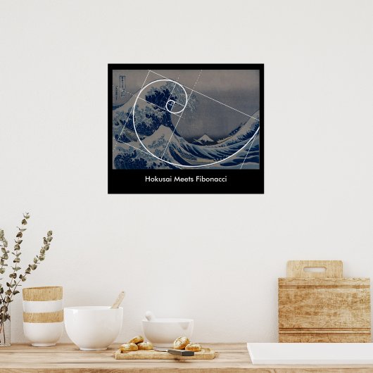 Hokusai trifft Fibonacci, Goldenes Verhältnis Poster (Küche)